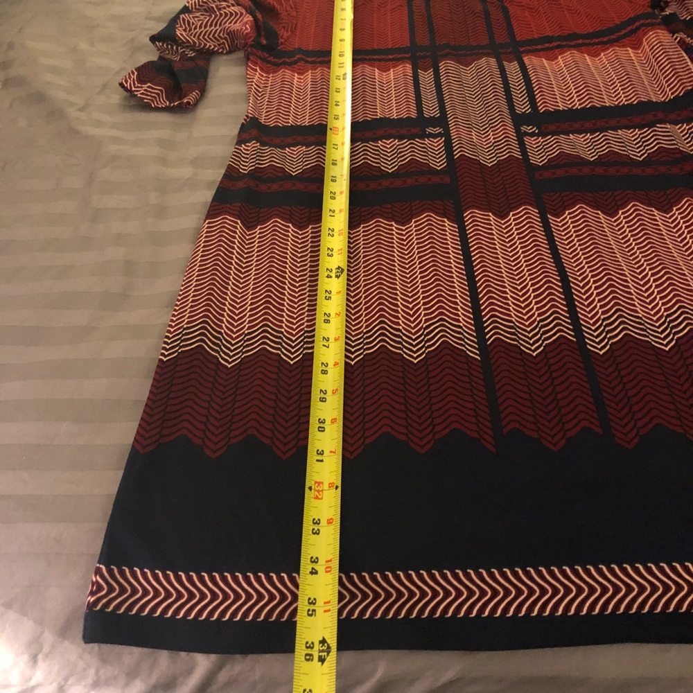 Max Studio size L Red and Navy 3/4 Length dress